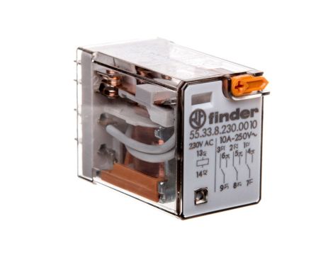 Przekaźnik miniaturowy 3P 10A 230V AC przycisk testujący AgNi 55.33.8.230.0010