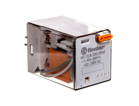 Przekaźnik miniaturowy 3P 10A 230V AC przycisk testujący mechaniczny wskaźnik zadziałania AgNi 60.13.8.230.0040