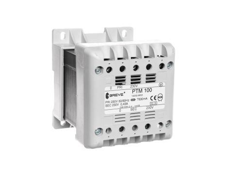 Transformator 1-fazowy separacyjny PTM 100 230/230V 0,43A, na szynę DIN, IP21, Ta 40, 16052-9953