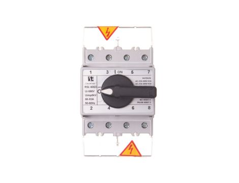 Rozłącznik izolacyjny 4P 63A z pokrętłem na rozłączniku czarnym RSI-4063W02