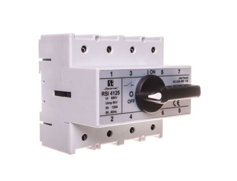 Rozłącznik izolacyjny 4P 125A z pokrętłem na rozłączniku czarnym RSI-4125W02