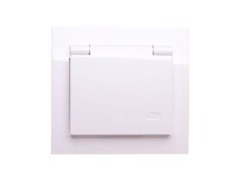 KIER Gniazdo bryzgoszczelne z/u IP44 klapka przezroczysta białe GPH-1WZ/00/w