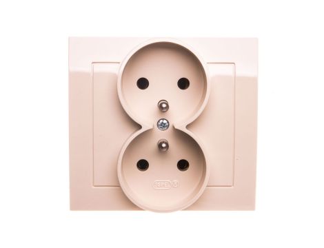 KIER Gniazdo podwójne z/u beżowe GP-2WZ/01