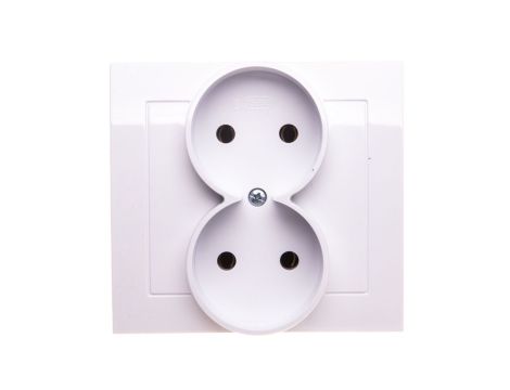 KIER Gniazdo podwójne b/u białe GP-2W/00