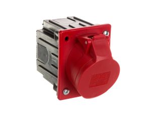 Gniazdo tablicowe skośne 16A 5P 400V czerwone IP44 /z puszką/ 415-6p