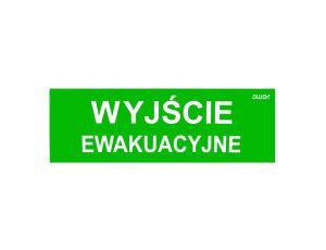 Piktogram PM21 100x300 Wyjście Ewakuacyjne logo awex (ISO7010)