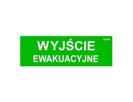 Piktogram PM21 100x300 Wyjście Ewakuacyjne logo awex (ISO7010)