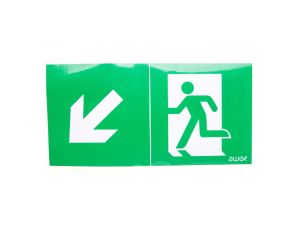 Piktogram 125x250 PS22 obrotowa strzałka człowiek w drzwiach logo awex (ISO7010)