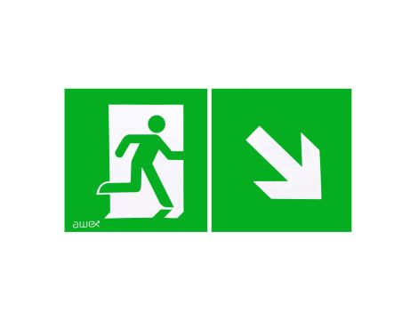 Piktogram PS23 125x250 człowiek w drzwiach obrotowa strzałka logo awex (ISO7010)