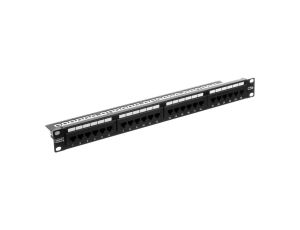 Patch panel kompletny 19 cali 24x RJ45 U/UTP kat. 5e 1U czarny (RAL 9005) DN-91524U
