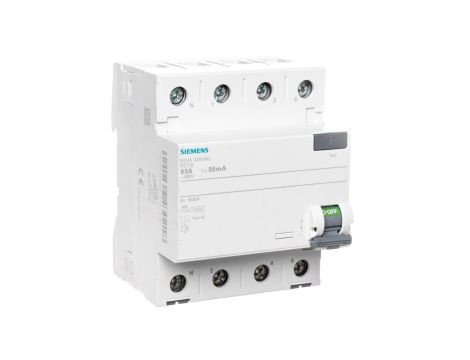 Wyłącznik różnicowoprądowy 4P 63A 0,03A typ AC biegun N-lewe 30mA 400V SENTRON 5SV4346-0KL