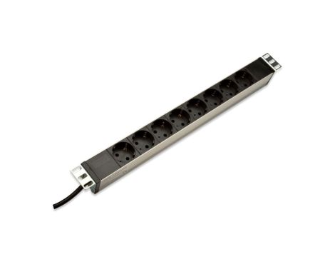Listwa zasilająca PDU 19 Rack, 8x gniazdo schuko,2.0m, 1x wtyk unischuko, 16A, aluminiowa DN-95401