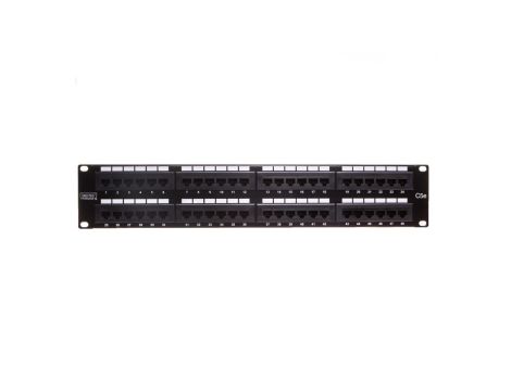 Patch panel kompletny 19 cali 48x RJ45 U/UTP kat. 5e 2U czarny (RAL 9005) DN-91548U