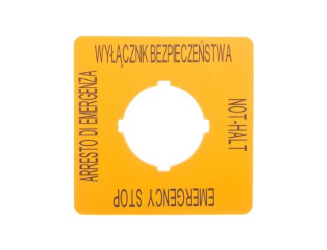 Szyld do przycisków bezpieczeństwa PL, GB, DE, I typ: M22-XYK15 167642