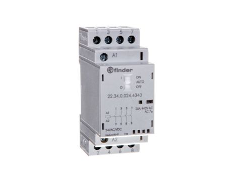 Stycznik modułowy 4Z 25A 24V AC/DC funkcja Auto-On-Off, wskaźnik zadziałania + LED, 35mm 22.34.0.024.4340