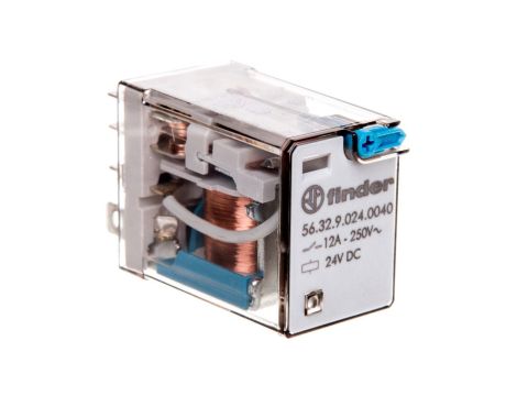 Przekaźnik 2P 12A 24V DC przycisk testujący, mechaniczny wskaźnik zadziałania 56.32.9.024.0040