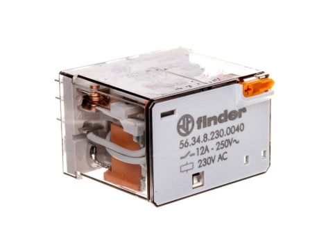 Przekaźnik 4P 12A 230V AC przycisk testujący, mechaniczny wskaźnik zadziałania 56.34.8.230.0040
