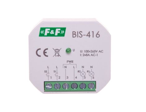 Przekaźnik impulsowy dwukanałowy 8A 2Z 230V AC BIS-416