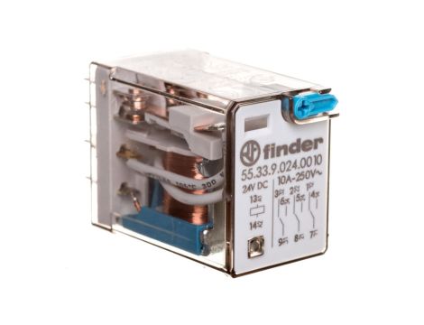 Przekaźnik miniaturowy 3P 10A 24V DC przycisk testujący AgNi 55.33.9.024.0010