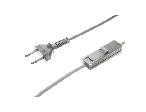 Sznur przyłączeniowy z wyłącznikiem SP/W-190cm srebrny SP/W-190/2X0,5/-SRB YNS10000502