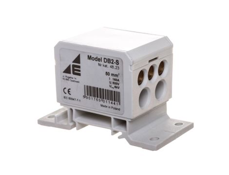 Blok rozdzielczy 2x4-50mm2/2x4-35mm2/3x2,5-25mm2 szary montaż płaski i na szynie TH DB2-S 48.23