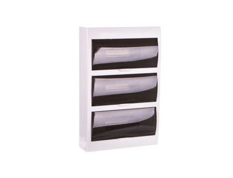 Rozdzielnica modułowa tworzywo 3x12 natynkowa IP40 IK06 N+PE II klasa drzwi transparentne szare DB312S 3X12P/SMD biały 3836