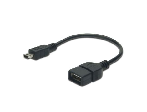 Kabel połączeniowy USB 2.0 OTG Typ miniUSB B(5pinów)/USB A, M/Ż czarny 0,2m AK-300310-002-S