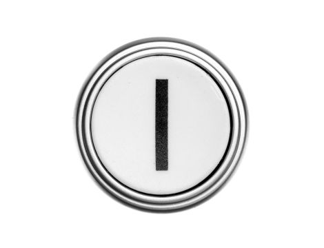 Napęd przycisku 22mm biały z samopowrotem bez adaptera symbol /I/ LPCB1118