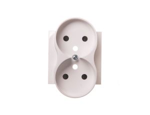 Simon 54 Pokrywa gniazda podwójnego z przesłonami biała z/u do ramek PREMIUM DGZ2MZP/11