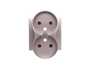 Simon 54 Pokrywa gniazda podwójnego z przesłonami srebrny mat z/u do ramek PREMIUM DGZ2MZP/43