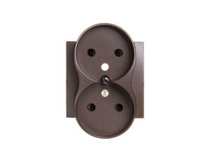 Simon 54 Pokrywa gniazda podwójnego z przesłonami brąz mat z/u do ramek PREMIUM DGZ2MZP/46