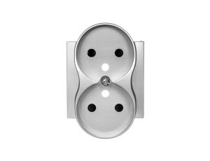 Simon 54 Pokrywa gniazda podwójnego z przesłonami srebrny mat z/u do ramek NATURE DGZ2MZNP/43