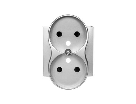 Simon 54 Pokrywa gniazda podwójnego z przesłonami srebrny mat z/u do ramek NATURE DGZ2MZNP/43