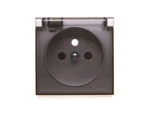 Simon 54 Pokrywa gniazda do wersji IP44 z przesłonami z klapką transparentną srebrny mat DGZ1BUZP/43A