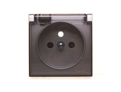 Simon 54 Pokrywa gniazda do wersji IP44 z przesłonami z klapką transparentną srebrny mat DGZ1BUZP/43A