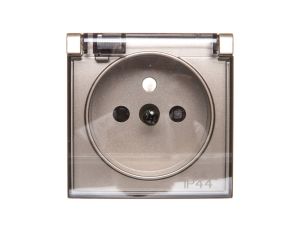 Simon 54 Pokrywa gniazda do wersji IP44 z przesłonami z klapką transparentną złoty mat DGZ1BUZP/44A