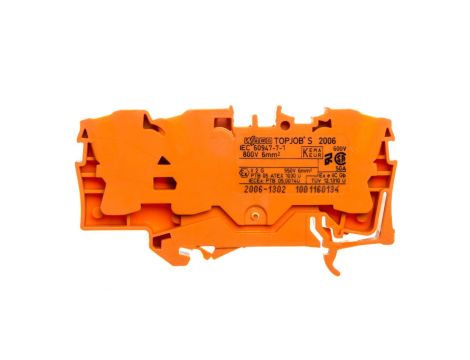 Złączka szynowa 3-przewodowa 6mm2 pomarańczowa TOPJOBS 2006-1302 /25szt./