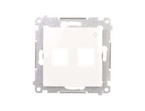 Simon 54 Pokrywa gniazd teleinformatycznych na Keystone płaska podwójna antybakteryjna biała DKP2.01/AB11