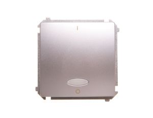 Simon Basic Łącznik dwubiegunowy z podświetleniem 10AX 250V, szybkozłącza, srebrny mat BMW2L.01/43