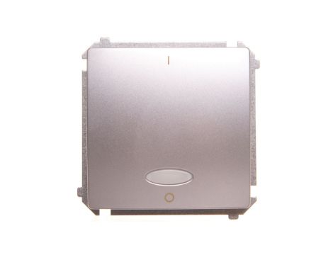 Simon Basic Łącznik dwubiegunowy z podświetleniem 10AX 250V, szybkozłącza, srebrny mat BMW2L.01/43