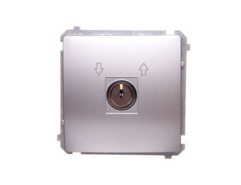 Simon Basic Łącznik chwilowy żaluzjowy z kluczem 3 pozycyjny I-0-II 2Z srebrny mat BMPZK.01/43