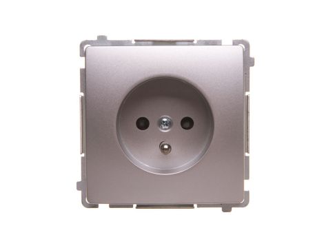 Simon Basic Gniazdo wtyczkowe z uziemieniem z przesłonami torów 16A 250V srebrny mat BMGZ1z.01/43
