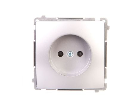 Simon Basic Gniazdo pojedyncze b/u z przesłonami torów prądowych 16A 250V srebrny mat BMG1z.01/43