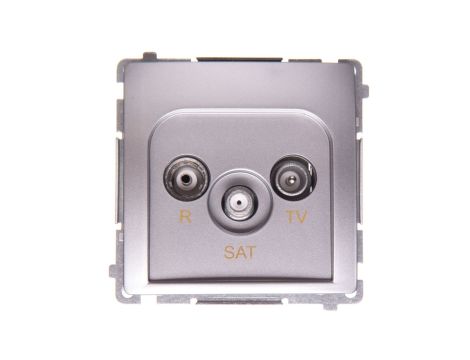 Simon Basic Gniazdo antenowe R-TV-SAT przelotowe srebrny mat BMZAR-SAT10/P.01/43