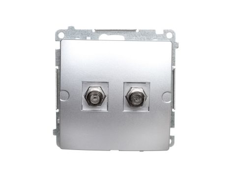 Simon Basic Gniazdo antenowe typu F podwójne srebrny mat BMAF2.01/43