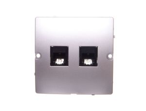 Simon Basic Gniazdo telefoniczne RJ11 podwójne srebrny mat BMTF2.02/43