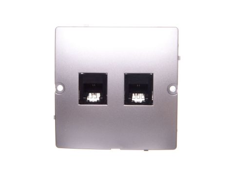 Simon Basic Gniazdo telefoniczne RJ11 podwójne srebrny mat BMTF2.02/43