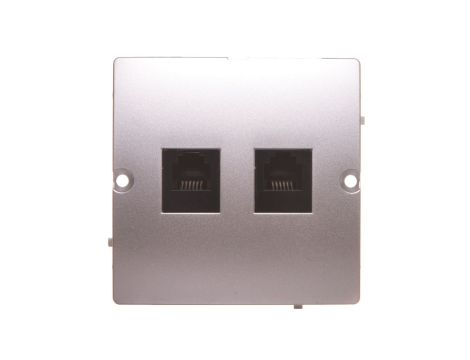 Simon Basic Gniazdo telefoniczne RJ12 podwójne srebrny mat BMT2.02/43