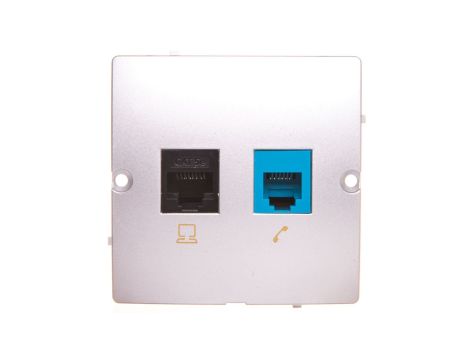 Simon Basic Gniazdo komputerowe RJ45 kat.5e + telefoniczne RJ12 srebrny m
