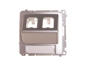 Simon Basic Pokrywa gniazd teleinformatycznych na wkłady RJ skośna podwójna srebrny mat BMGPS2P.02/43